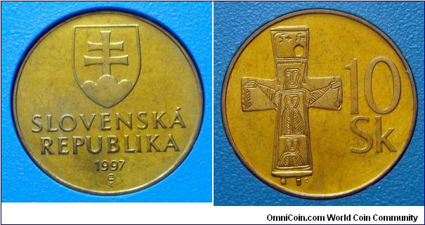 Slovakia 10 korun from 1997 mintset. Only issued in sets.
Mintage: 15.000 pieces.