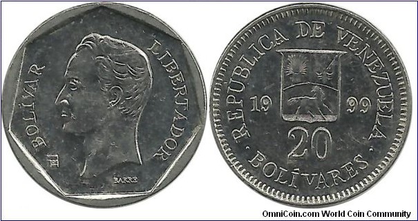 Venezuela 20 Bolivares 1999