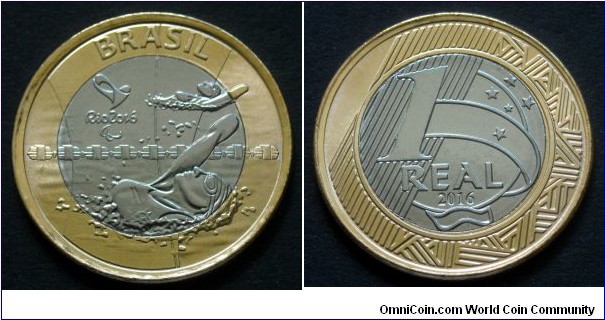 Brazil 1 real.
2016, Rio Olympics 2016 - Paralympic Swimming. Bimetal.