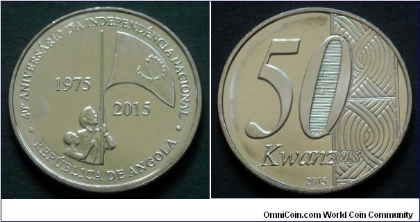 Angola 50 kwanzas.
2015, 40th Anniversary of Independence.