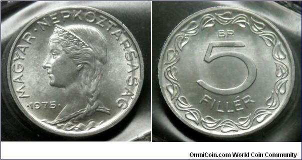 Hungary 5 filler from 1975 annual coin set. 
Mintage: 60.005 pieces.