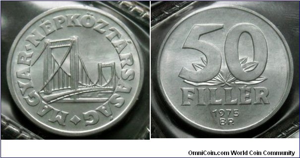 Hungary 50 filler from 1975 annual coin set.