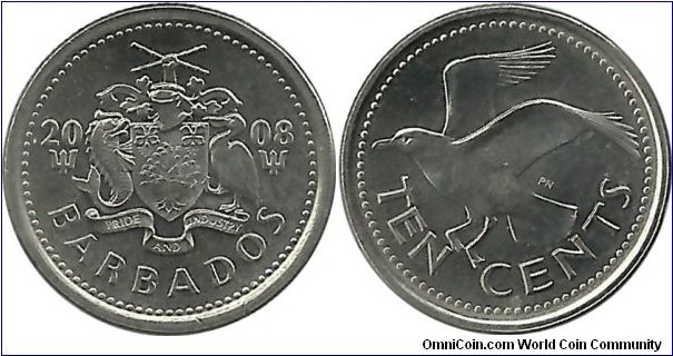 Barbados 10 Cents 2008