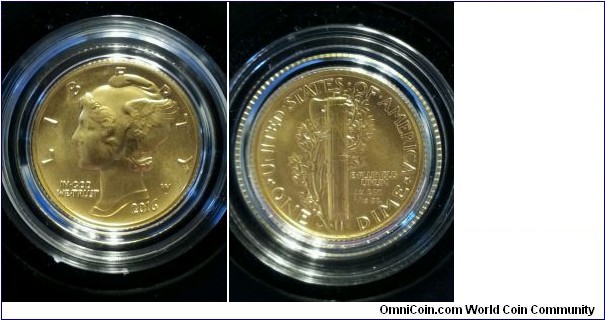 Mercury Dime Centennial Gold 