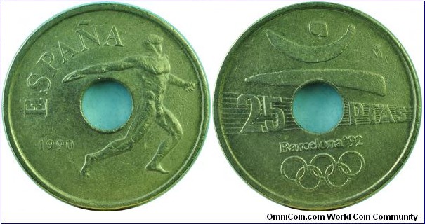 Spain25Pesetas-DiscusThrower-km850-1990