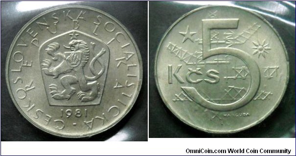 Czechoslovakia 5 korun from 1981 annual coin set.