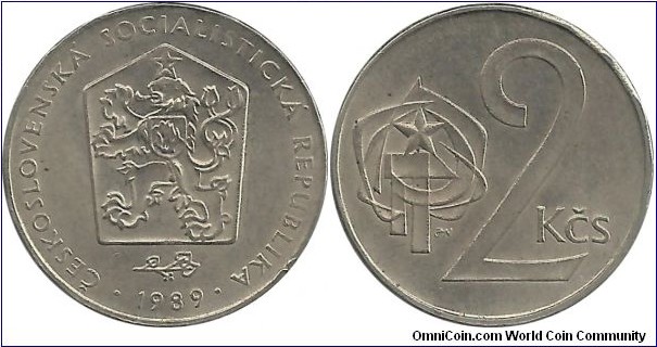 Czechoslovakia 2 Koruny 1989