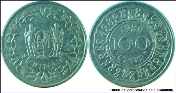 Suriname100Cents-km23-1989