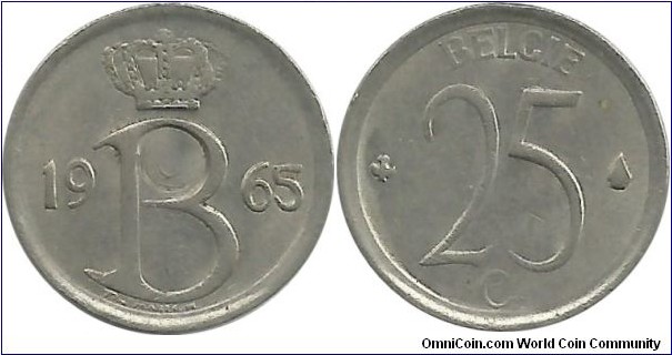 Belgium 25 Centimes 1965-Dt