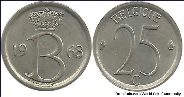 Belgium 25 Centimes 1968-Fr