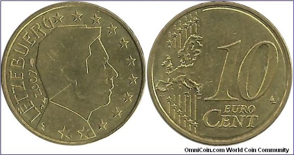 Luxembourg 10 EuroCents 2007 (as prince)