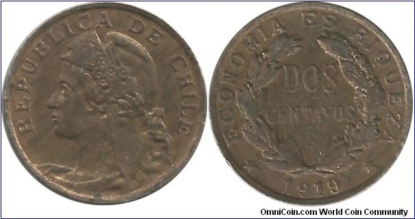 Chile 2 Centavos 1919