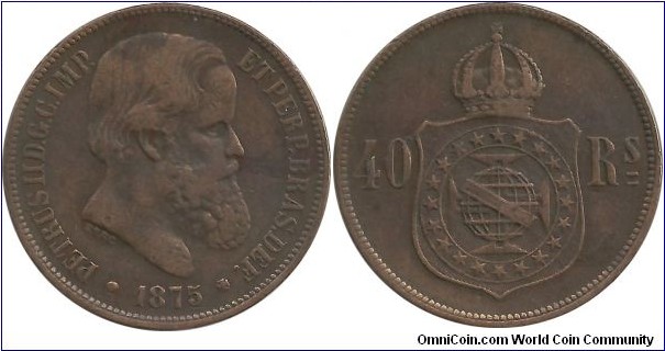 Imperio do Brasil 40 Reis 1875 (King Pedro II)