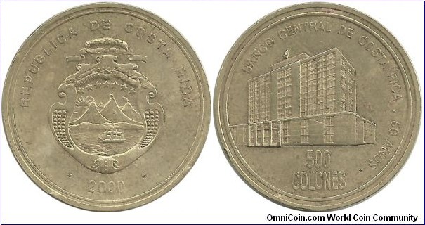 CostaRica 500 Colones 2000 - 50 Years of the Central Bank of Costa Rica