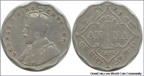 India-British 1 Anna 1918(C)