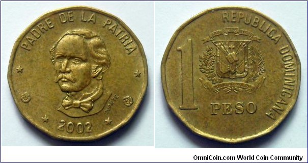 Dominican Republic 1 peso.
2002