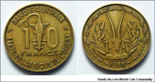 West African States 10 francs.
1966