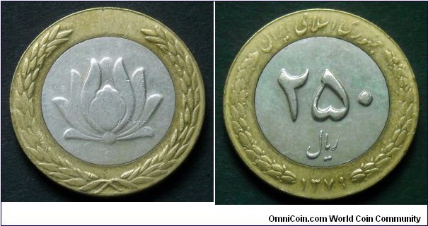 Iran 250 rials.
2000 (SH 1379) Bimetal.