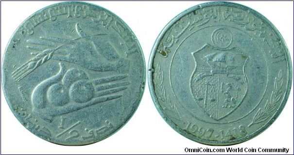 Tunisia0.5Dinar-km346-1997