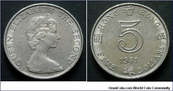 Hong Kong 5 dollars.
1981