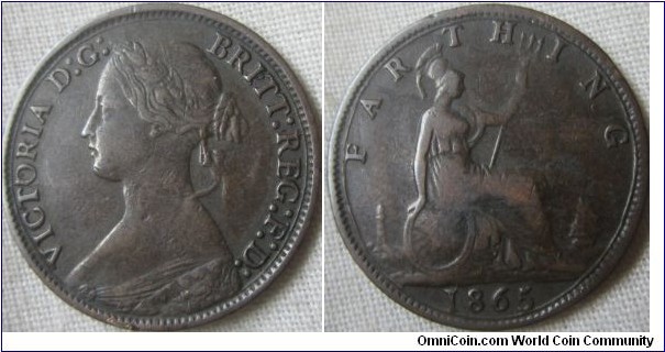 1865 farthing VF