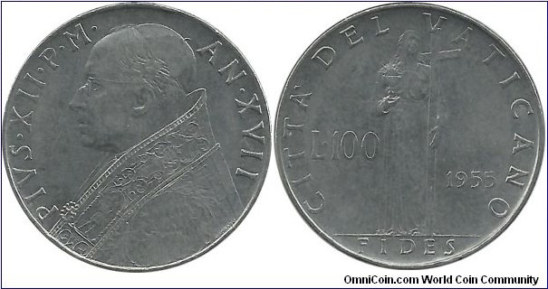 Vatican 100 Lire 1955
