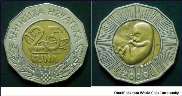 Croatia 25 kuna.
2000, New Millennium. 
Bimetal