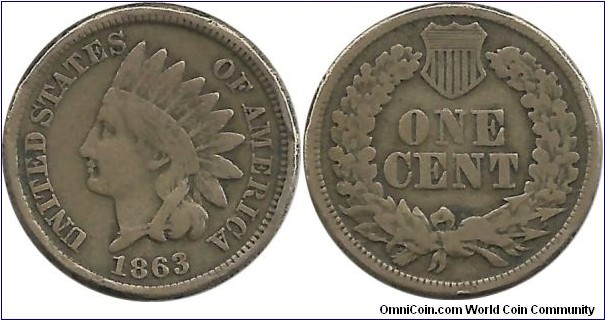 USA 1 Cent 1863 (American Civil War coin) CuNi