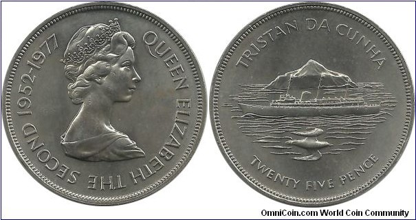 Tristan da Cunha 25 Pence 1977-Silver Jubilee