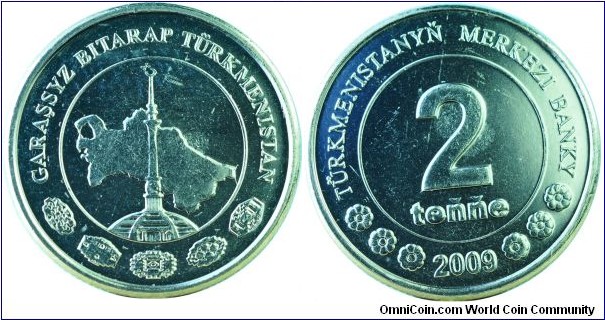 Turkmenistan2Tenge-km96-2009