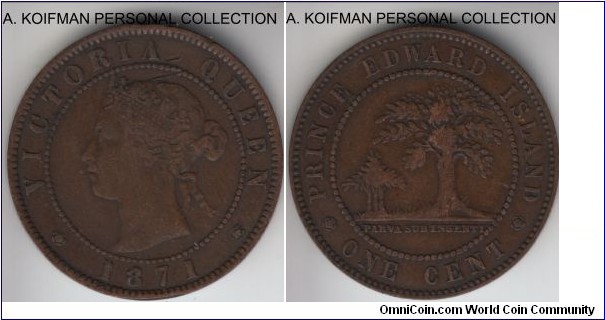 KM-4, Prince Edward Island (PEI) Canada Maritime province cent; bronze, plain edge; good fine.