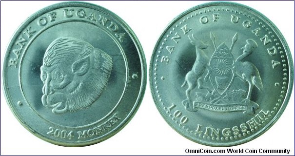 Uganda100Shilling-ChineseZodiacMonkey-km129-2004