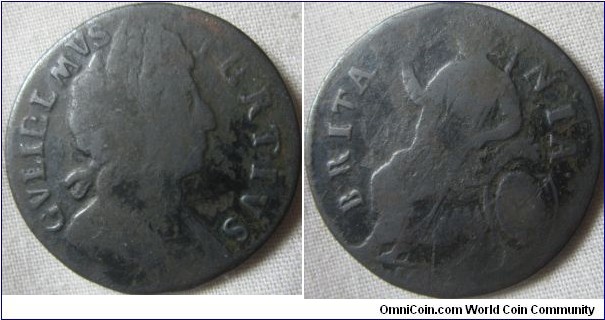 1699 halfpenny, BRITA NIA
