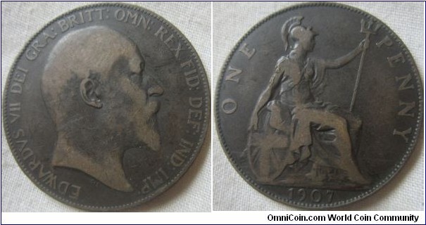 1907 penny, almost fine