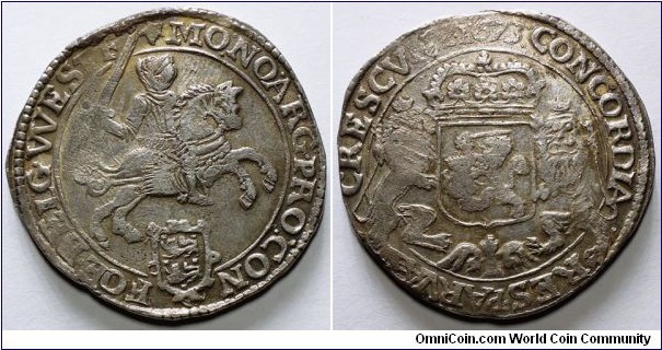 Republic of the United Netherlands, West-Friesland, Ducaton / Silver rider (early type), 1673. Delm. 1019; HNPM 30; V. 61.1; Dav. 4939.