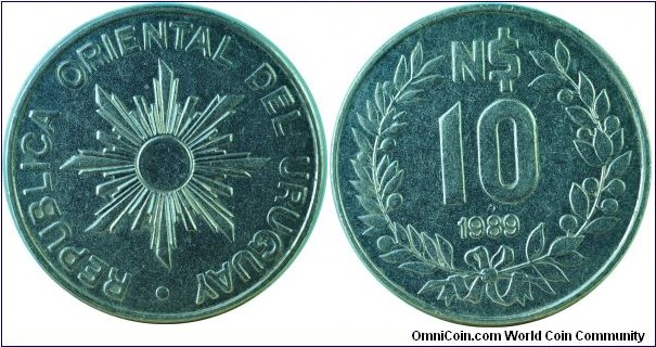 Uruguay10NuevoPesos-km93-1989