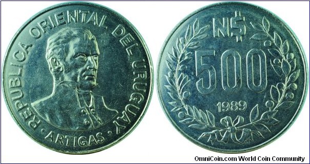 Uruguay500NuevoPesos-km98-1989
