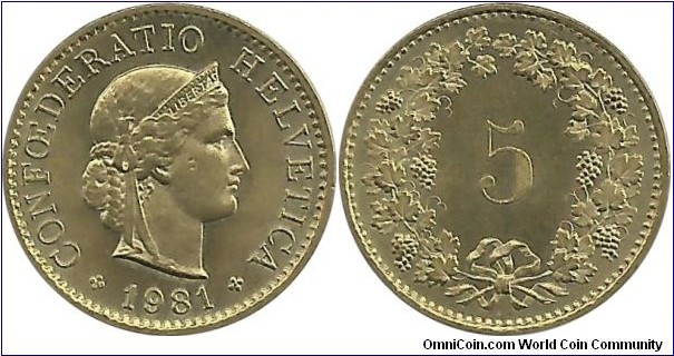 Switzerland 5 Rappen 1981