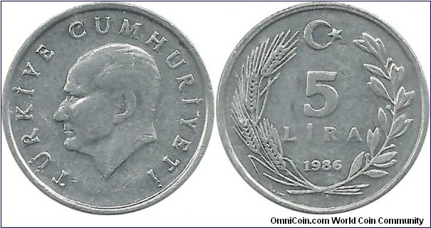 Türkiye 5 Lira 1986
