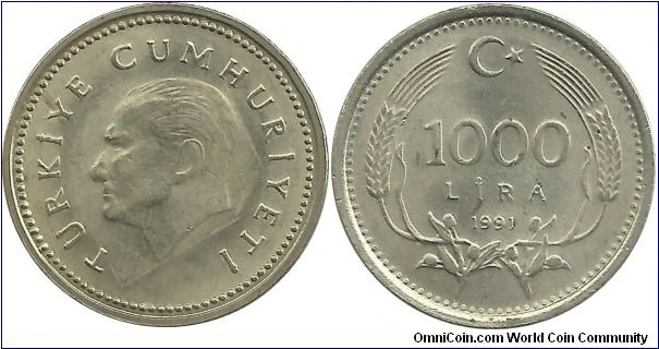 Türkiye 1000 Lira 1991