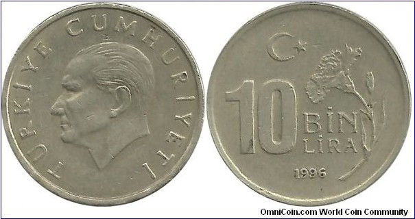 Türkiye 10Bin Lira 1996 (Bin=Thousand)