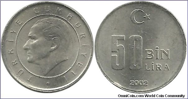 Türkiye 50Bin Lira 2002 (Bin=Thousand)