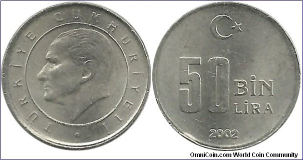 Türkiye 50Bin Lira 2002 (Bin=Thousand)