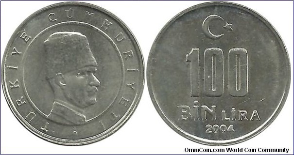 Türkiye 100Bin Lira 2004 (Bin=Thousand)