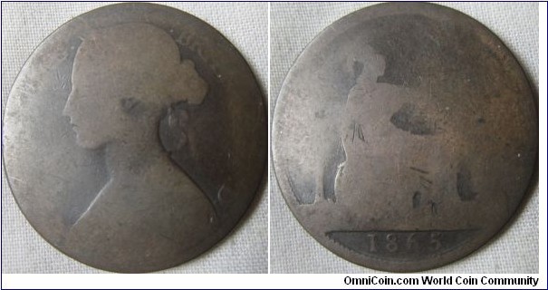 1865 penny, fair grade