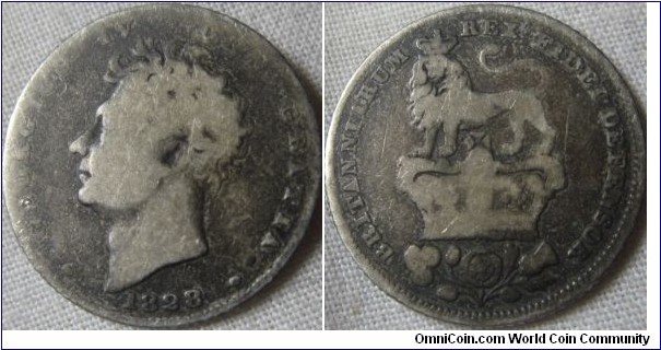 1828 sixpence, fair only 16,000 minted