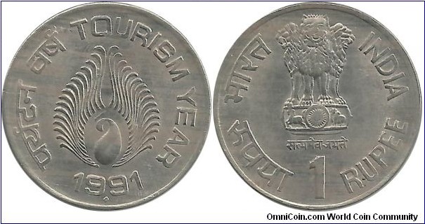 IndiaComm 1 Rupee 1991(B) - Tourism Year