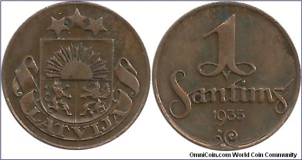 Latvija 1 Santims 1935