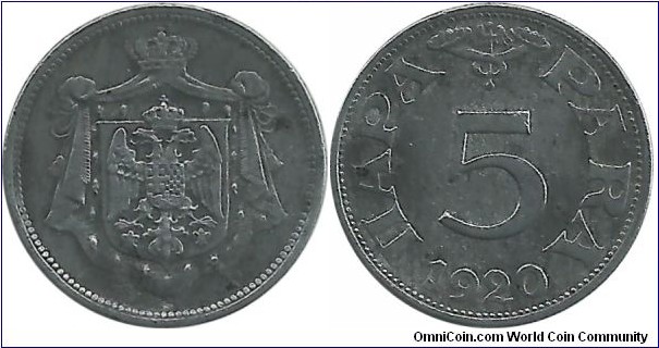 Serbia 5 Para 1920(Zn)
