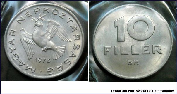 Hungary 10 filler from 1973 annual coin set.